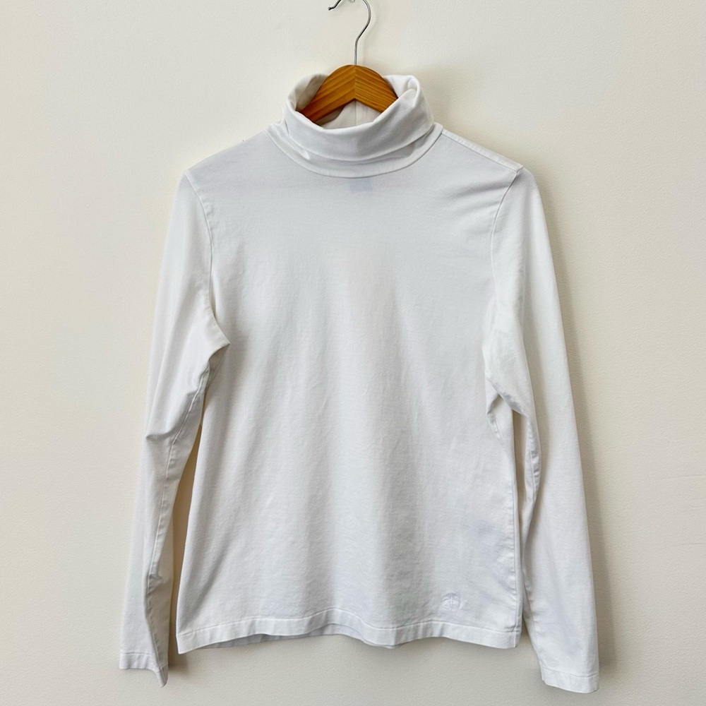 Brooks Brothers White Supima Cotton Turtleneck Rollneck Top Golden Fleece Logo - Picture 2 of 7